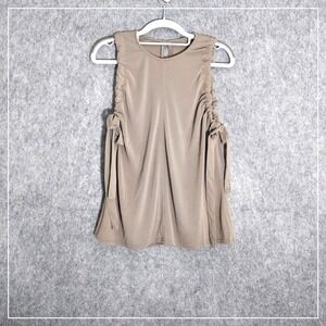 Tasha Apparel Tunic M Gray Stonewash Modal Cinched Bow Tie Keyhole Festival